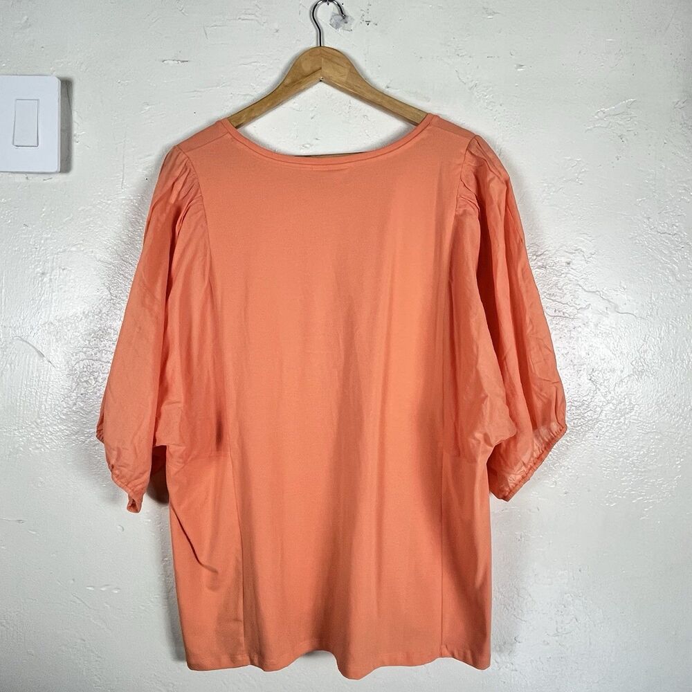 Chico’s Orange Coral Top Women’s XXL 4 Flowy Dolman Batwing Puff Sleeve New - Picture 12 of 13